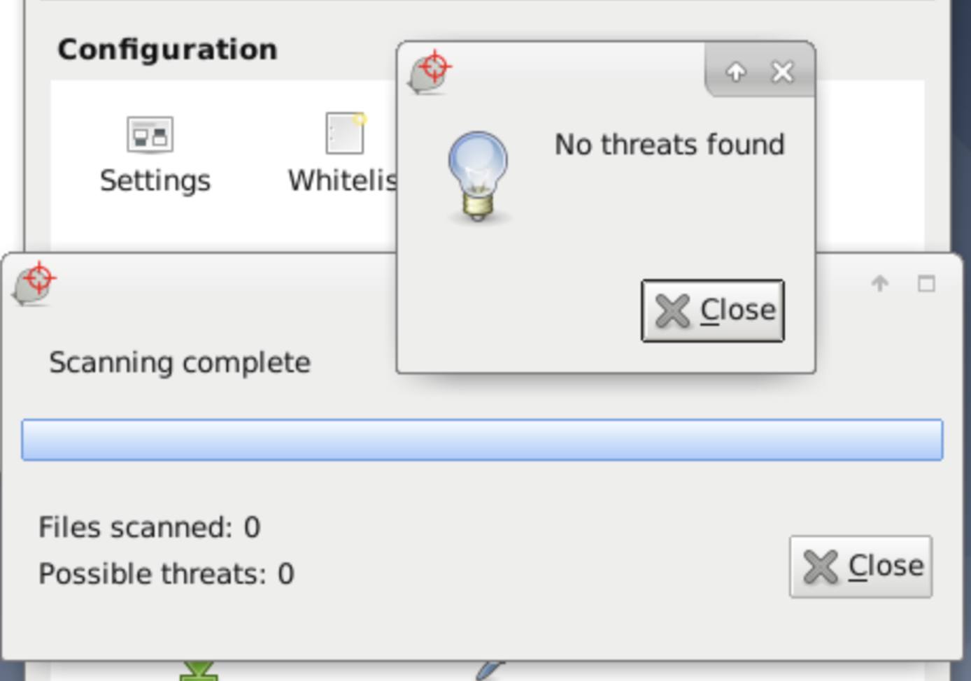 ClamTK Scan Complete ClamTK Scan Complete