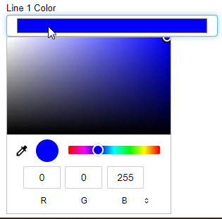 View the color dropdown to select the graphs line color View the color dropdown to select the graphs line color