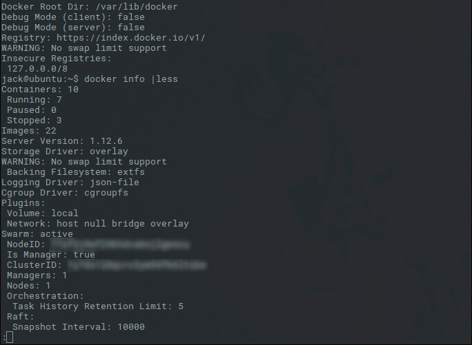 Swarm is running and active Swarm is running and active