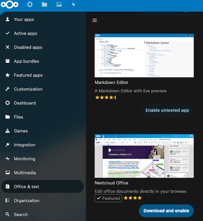 The Nextcloud Office application The Nextcloud Office application