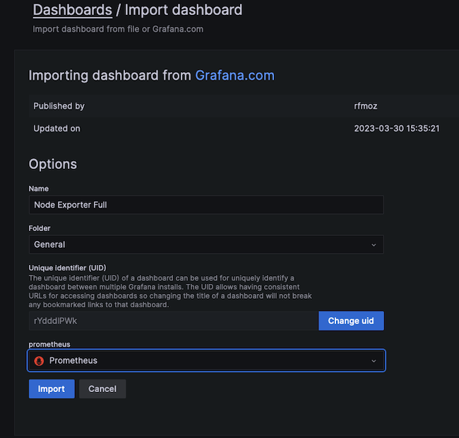 Importing Dashboard Importing Dashboard