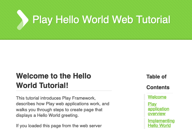 Play Hello, World! example application Play Hello, World! example application