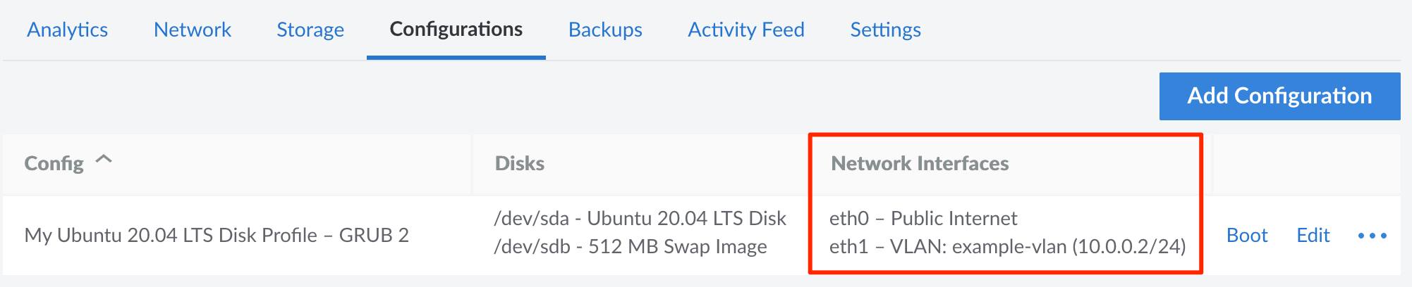 The Configuration tab in Cloud Manager The Configuration tab in Cloud Manager