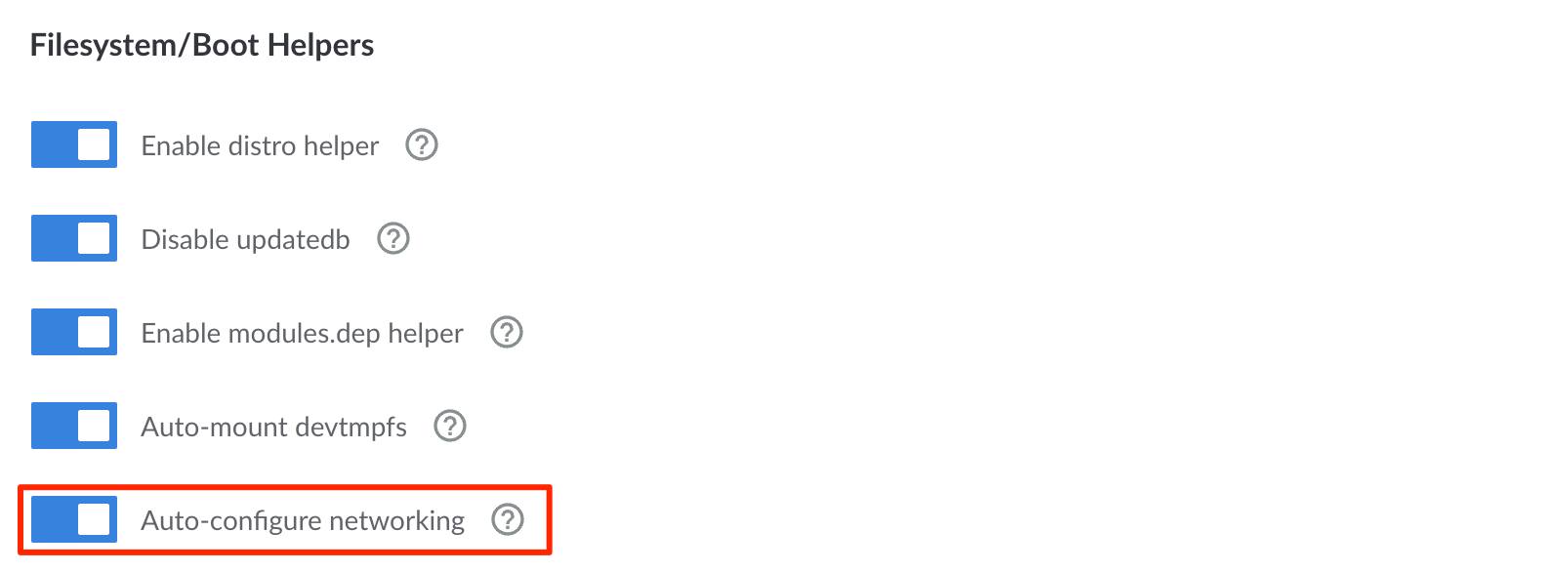 Screenshot of the Auto-configure networking setting Screenshot of the Auto-configure networking setting