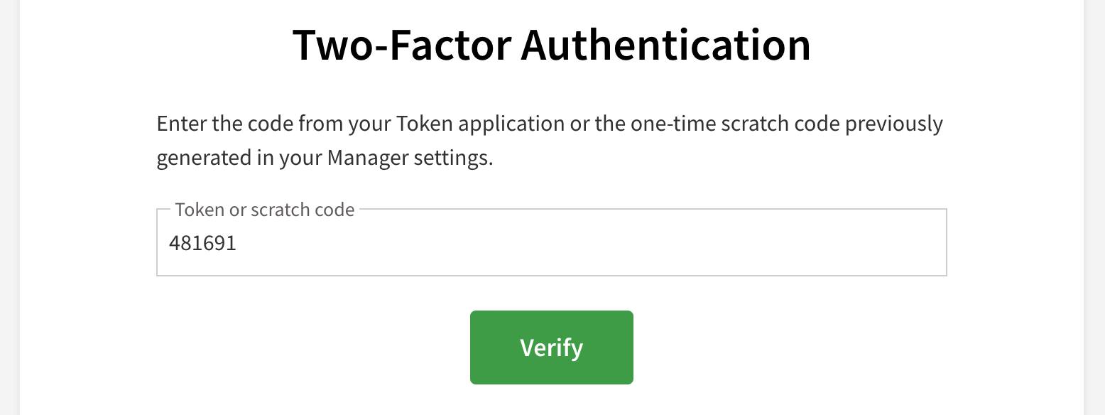 Screenshot of the 2FA entry form Screenshot of the 2FA entry form